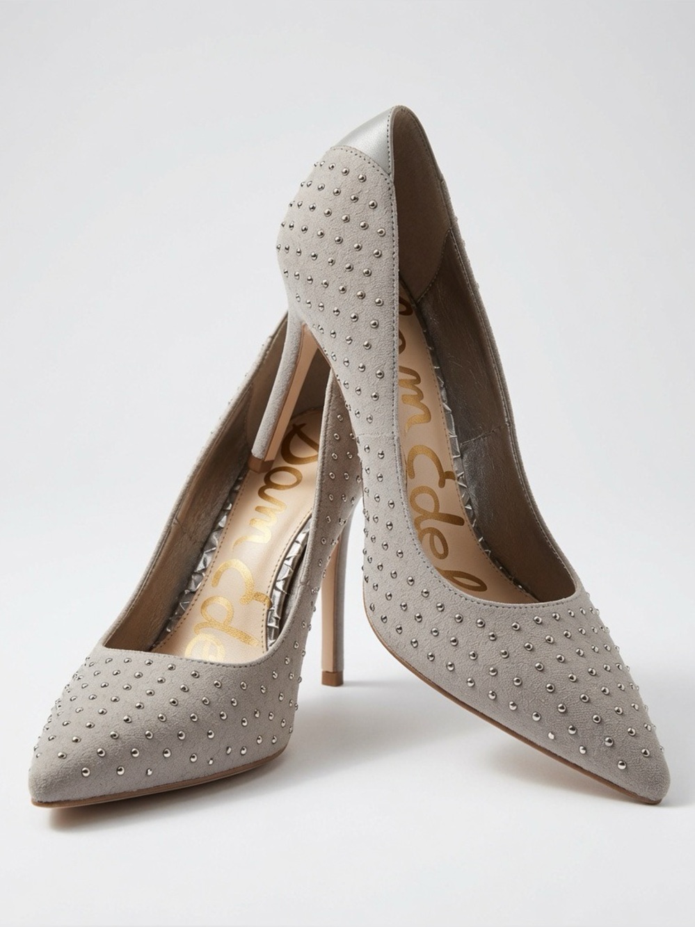 Sam Edelman Dean Gray Suede Studded Heels